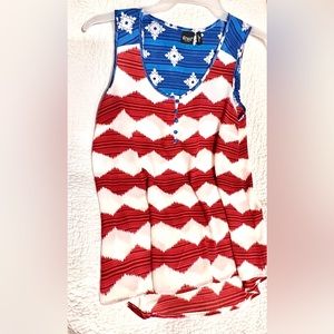Cruel Girl Western Wear AMERICAN FLAG 🇺🇸 RED,WHITE& BLUE TANK patriotic Shirt